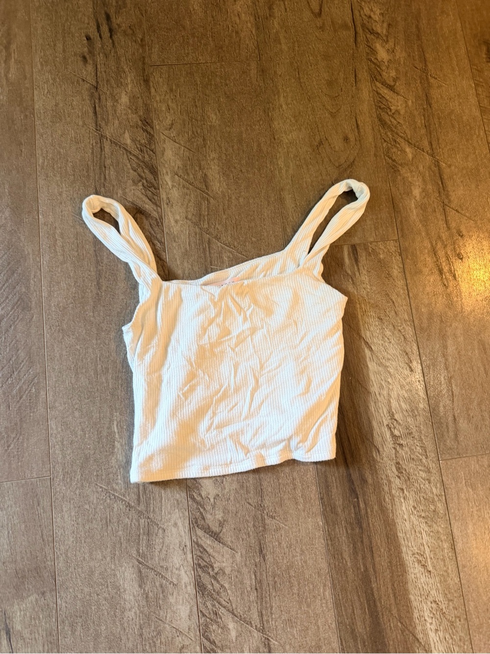 Blue Blush White Ribbed Tank Crop Top